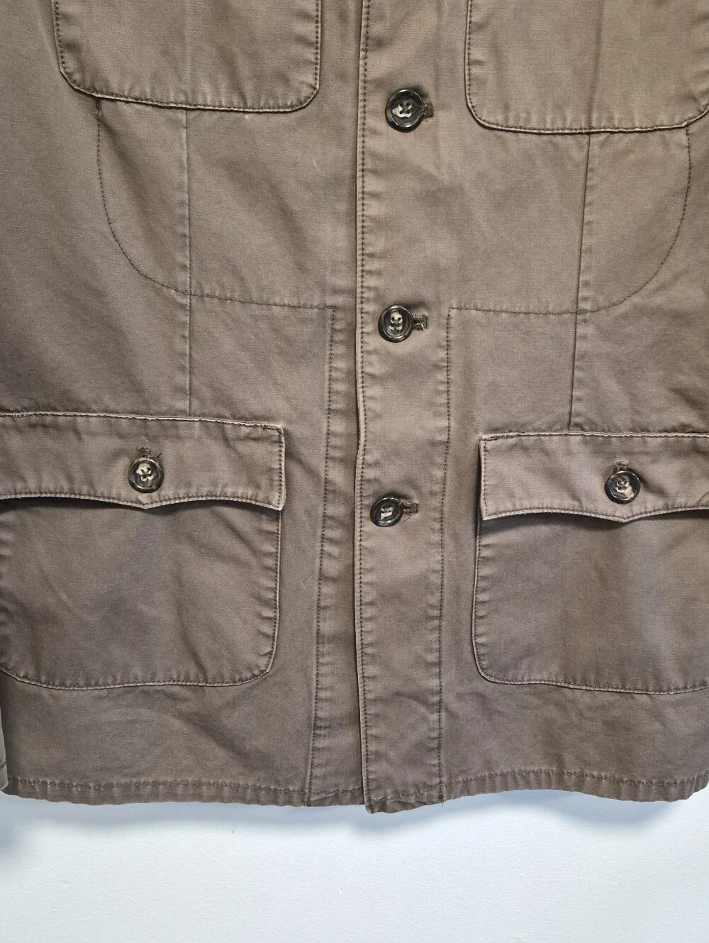 Banana Republic Safari Jacket Men Sz Large Brown Canvas Field Barn Chore Utility